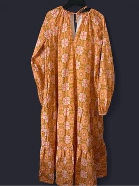 Ivy City Co Coral & Olive Floral Tie-Shoulder Dress